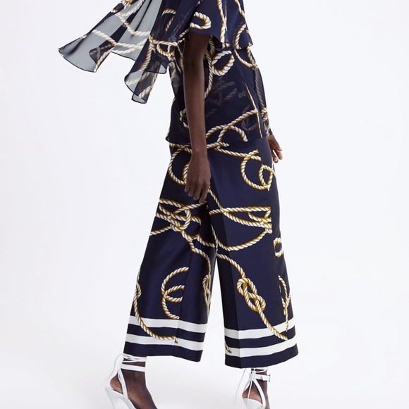 ZARA knot print culottes size small - Picture 3 of 3
